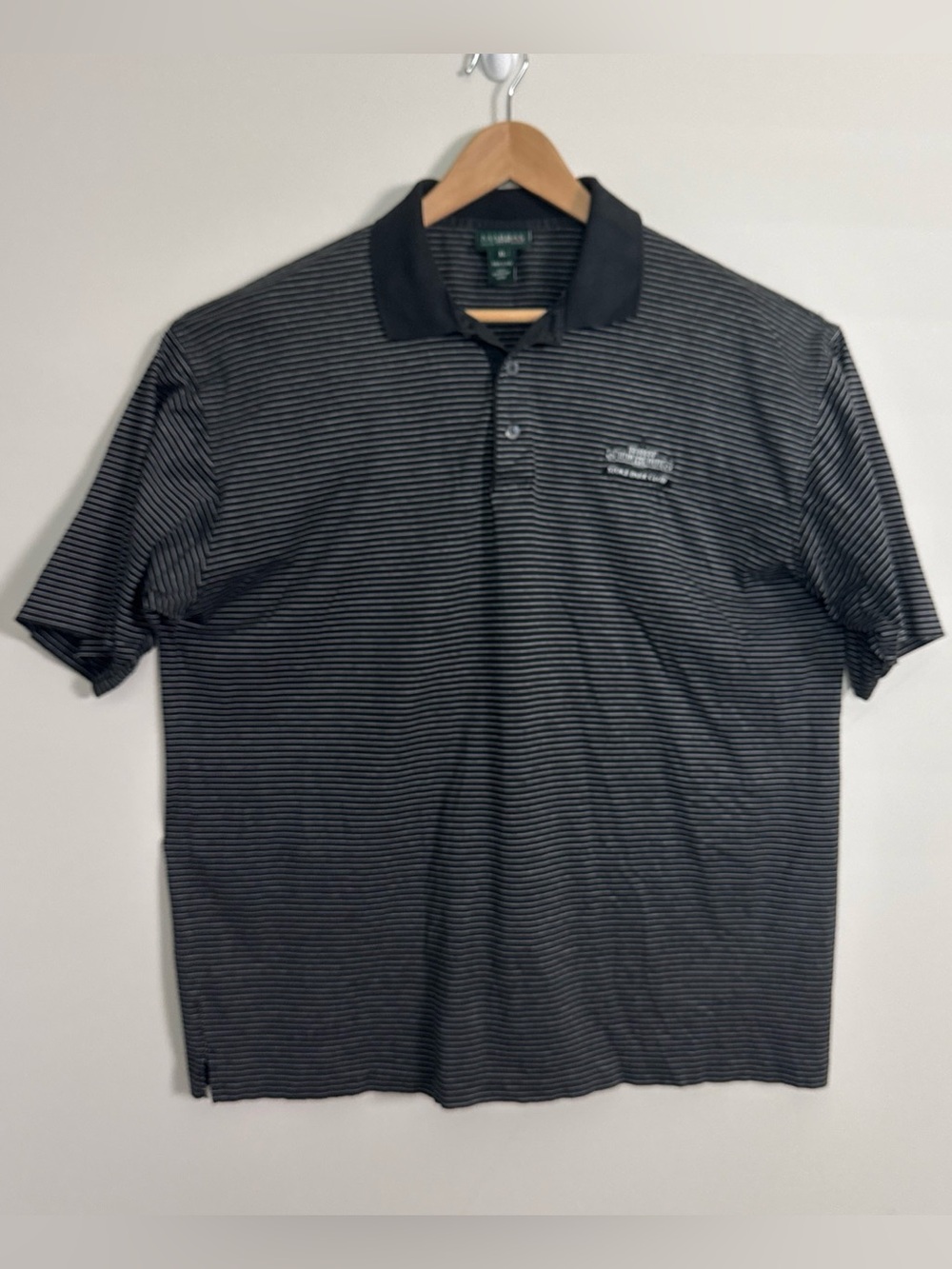 MARBAS Golf Polo Shirt Stoke Park Club Logo Mens XL Black Stripe Cotton Italy